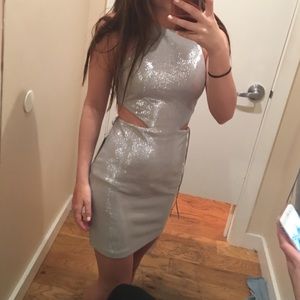 Express Silver Cutout Dress